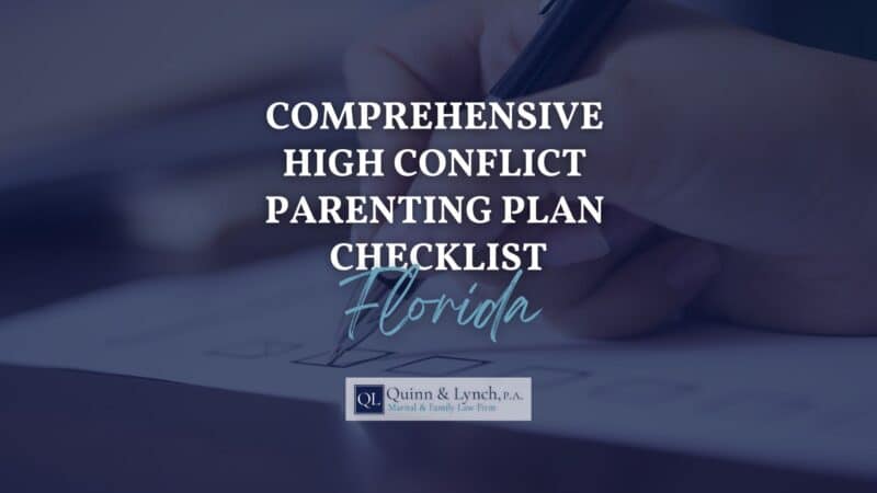 High conflict parenting plan checklist florida