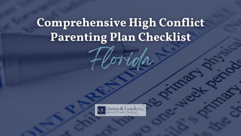 High conflict parenting plan checklist florida